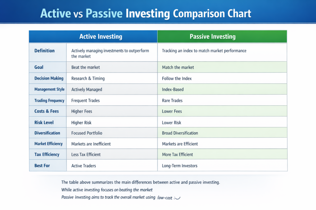 active vs passive investing performance comparison chart