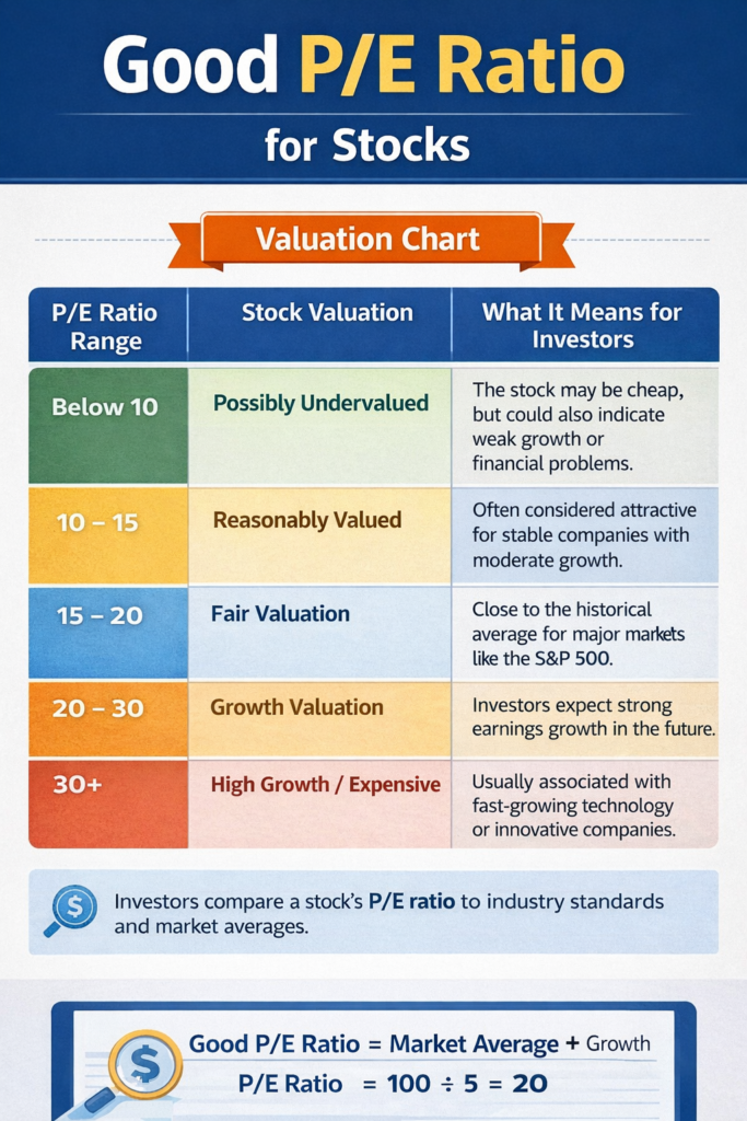 good pe ratio for stocks valuation chart