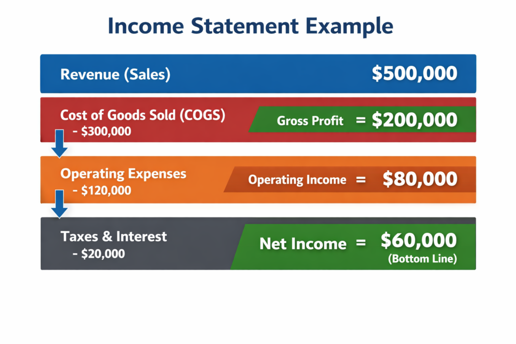 income statement example diagram for beginners