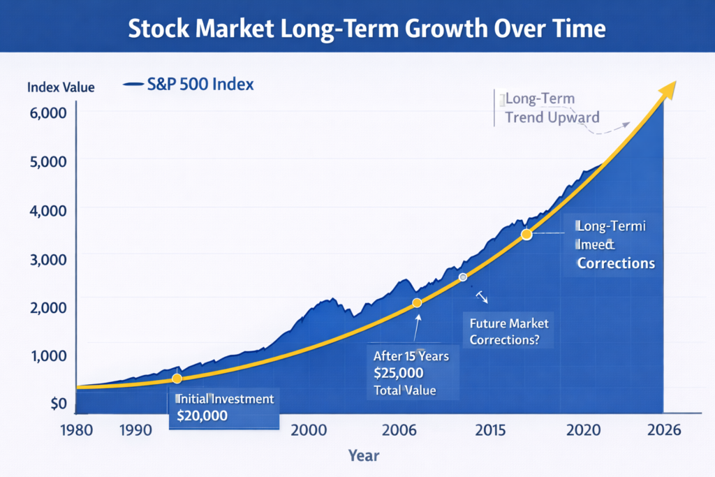 How to Start Investing in 2026: stock market long-term growth graph