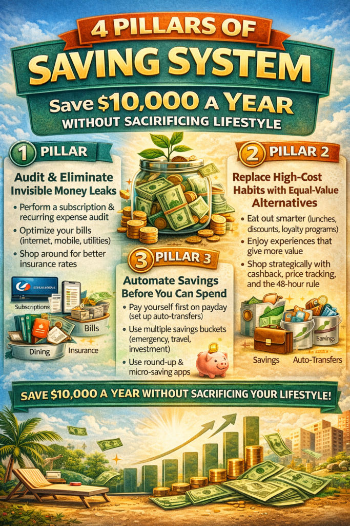 4 pillars of saving system without sacrificing lifestyle