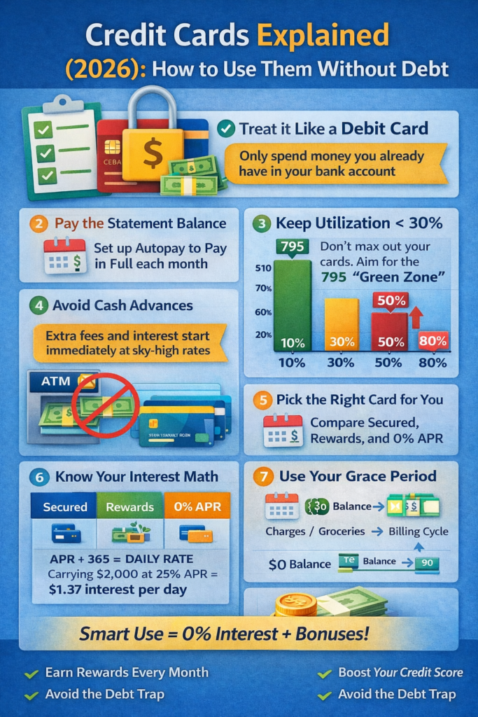 credit cards explained summary infographic 2026