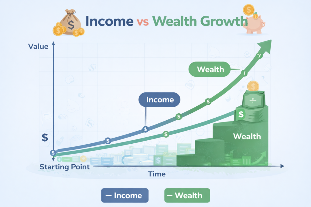 income vs wealth growth chart middle-class families