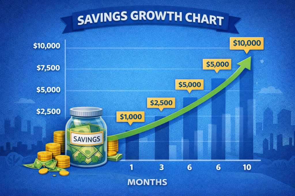 saving growth over time bulletproof monthly budget chart