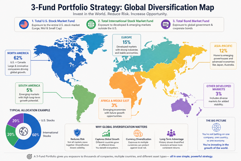 3-Fund Portfolio Strategy global diversification example”