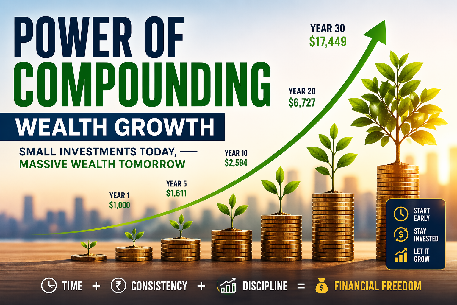 Power of Compounding over 30 years growth chart
