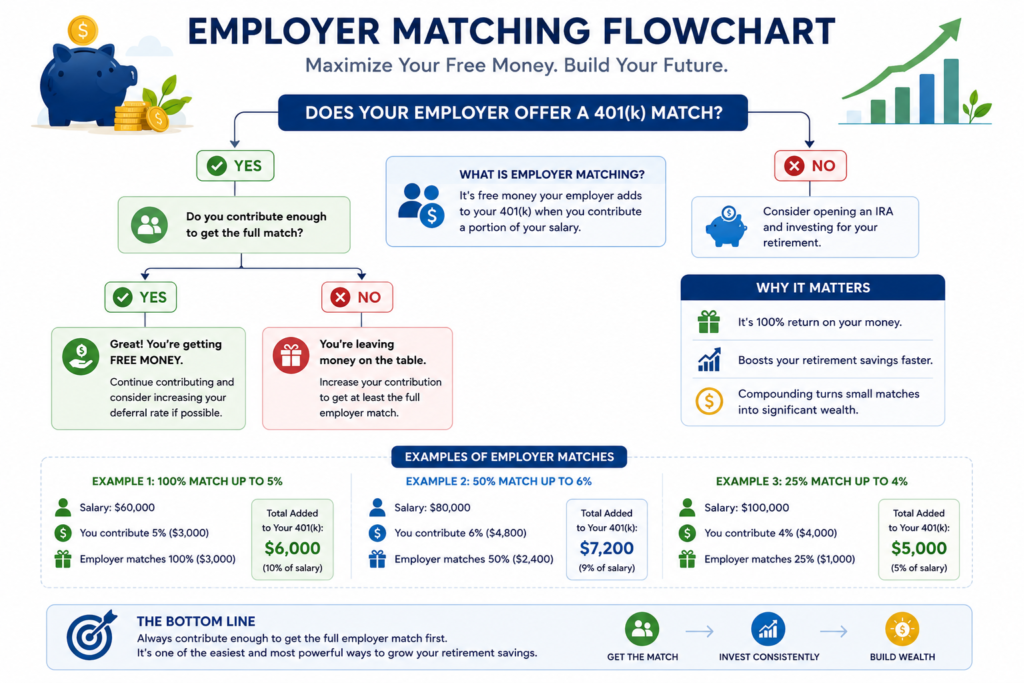 How employer matching works in a 401(k) retirement plan