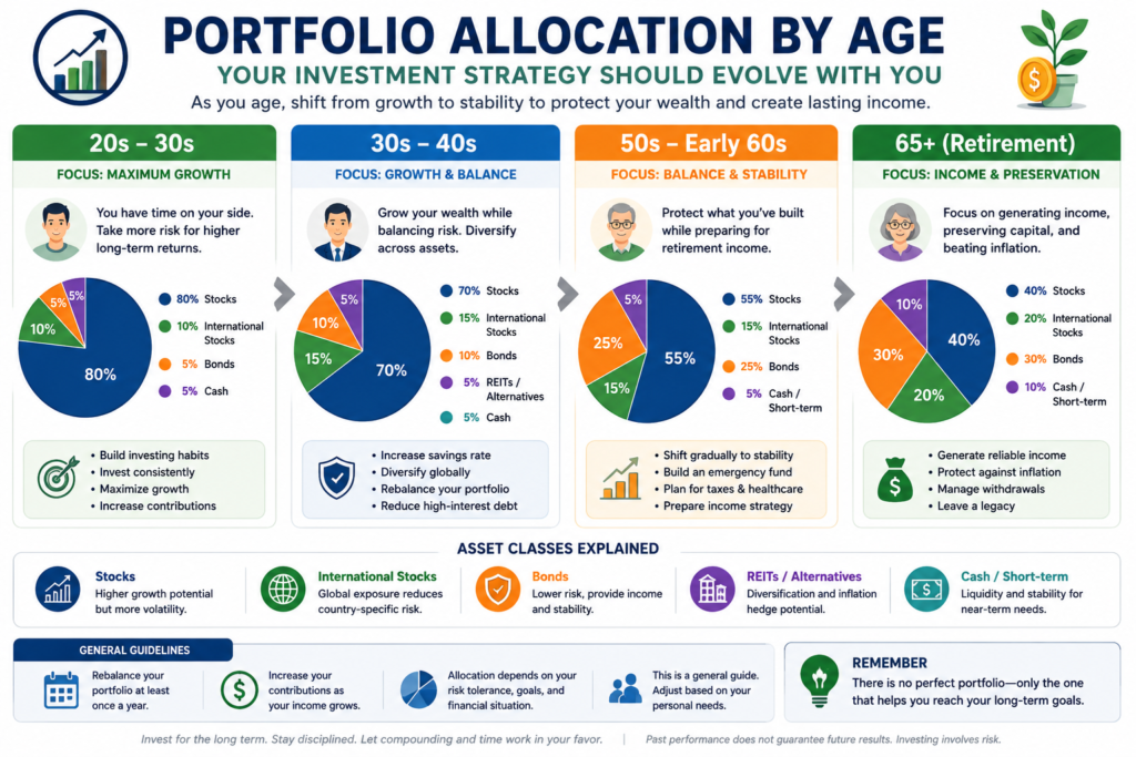 Portfolio allocation by age infographic