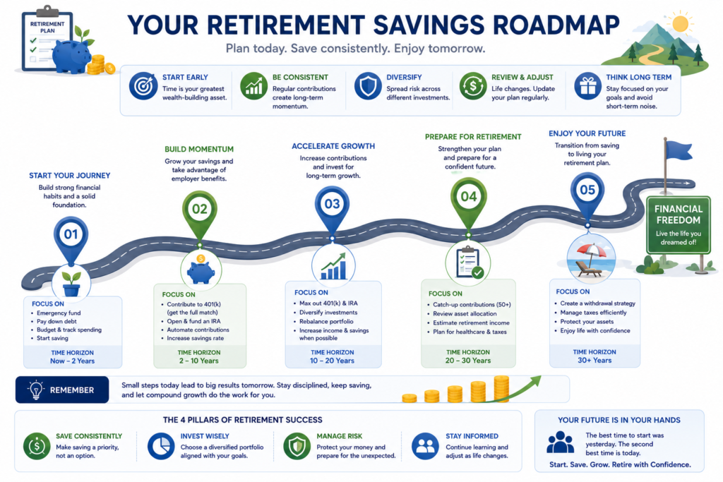 Retirement savings roadmap showing the recommended investment order