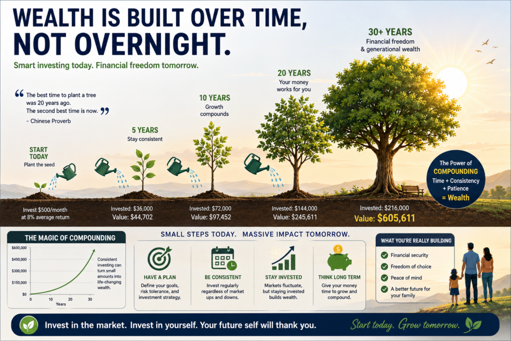 Long-term wealth building through index fund investing