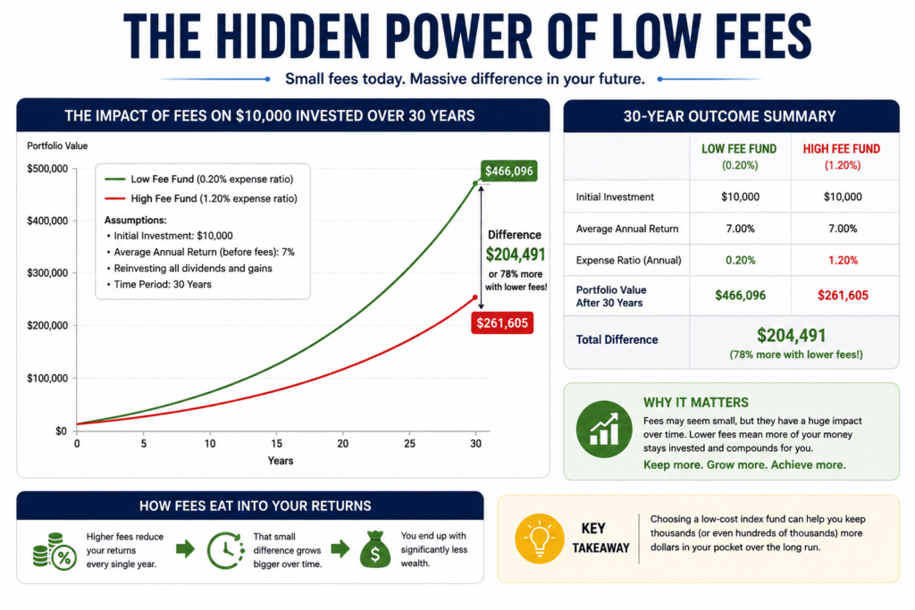 Impact of low expense ratios on long-term investment returns