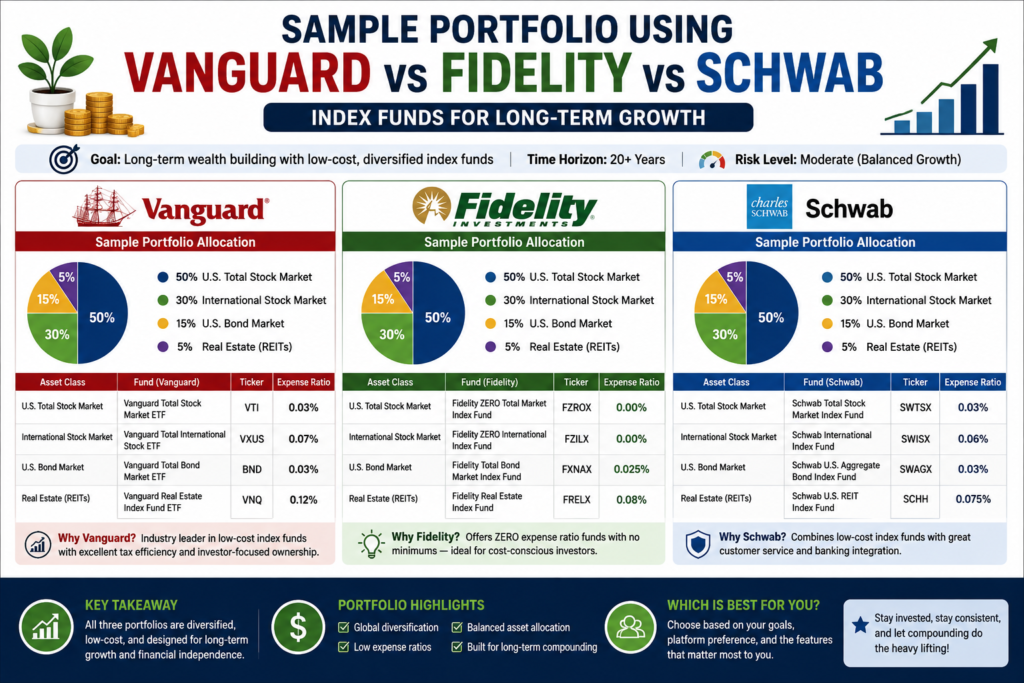 Sample Portfolio Using Vanguard vs Fidelity vs Schwab Index Funds