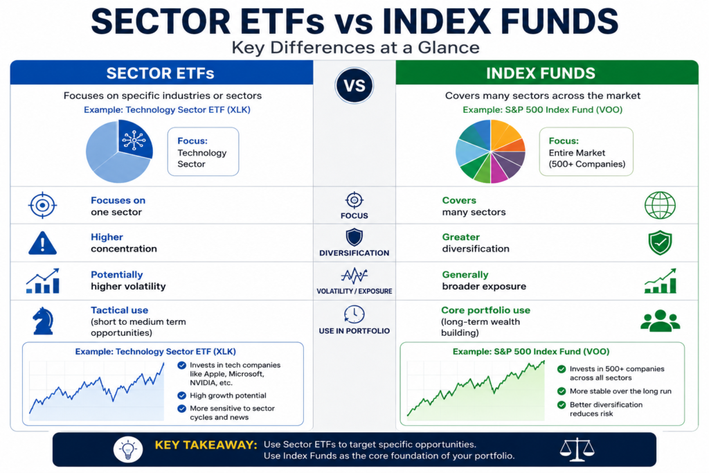 Sector ETFs vs Index Funds Comparison