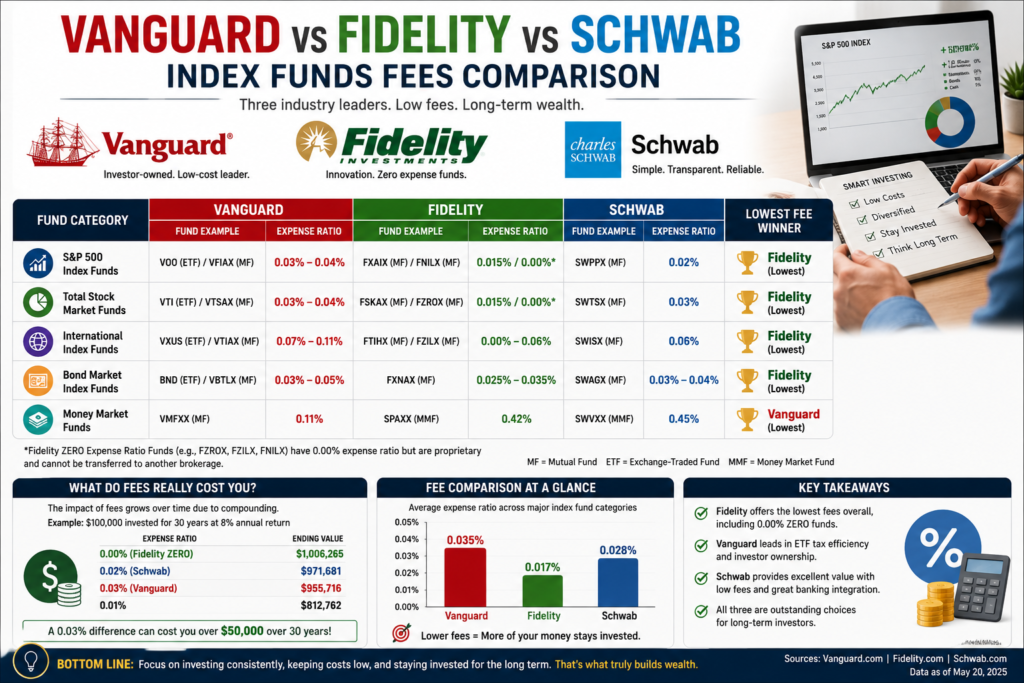 Vanguard vs Fidelity vs Schwab Index Funds Fees Comparison