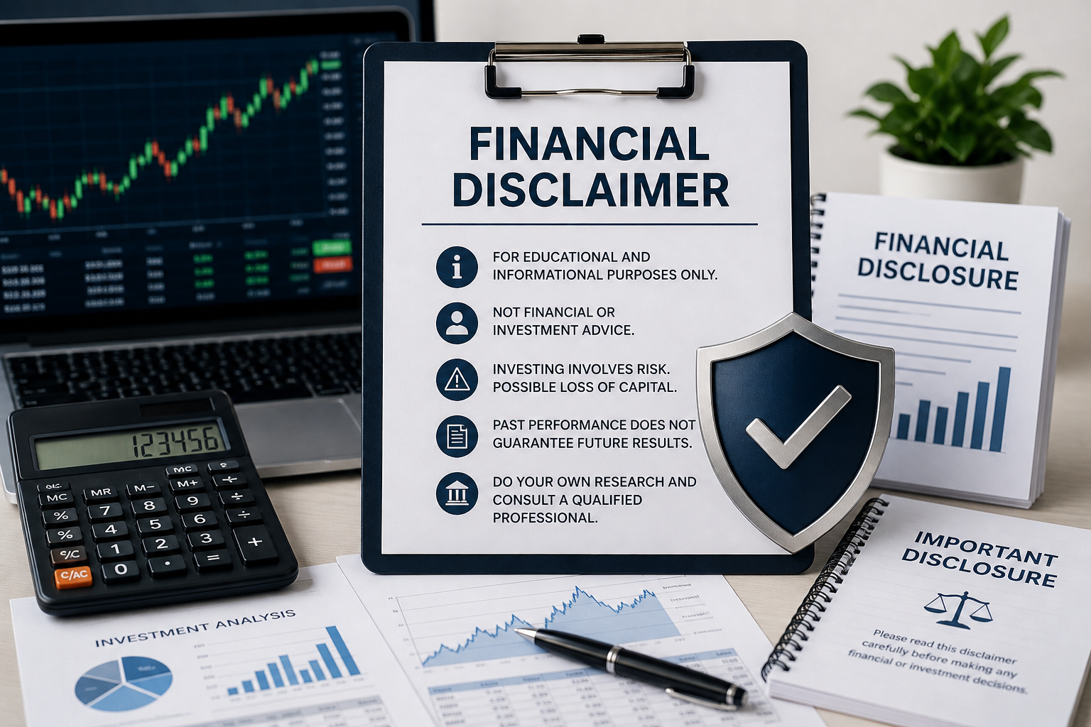 Financial Disclaimer for personal finance and investing